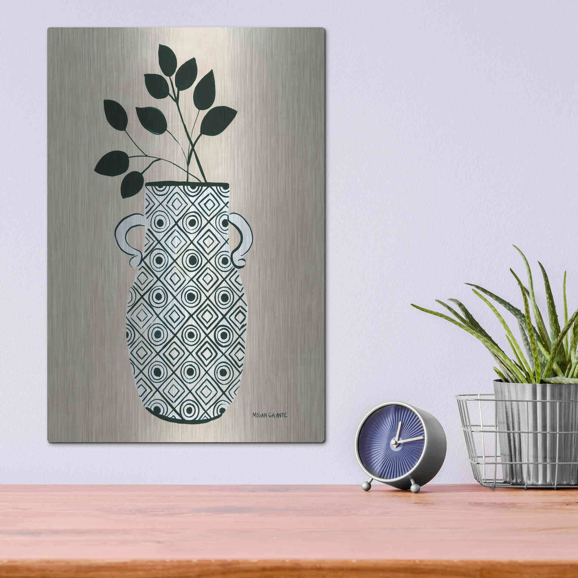Luxe Metal Art 'Luna Vase' by Megan Galante, Metal Wall Art,12x16