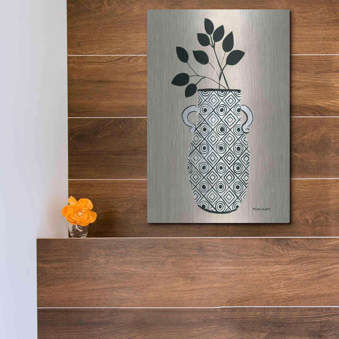 Luxe Metal Art 'Luna Vase' by Megan Galante, Metal Wall Art,12x16