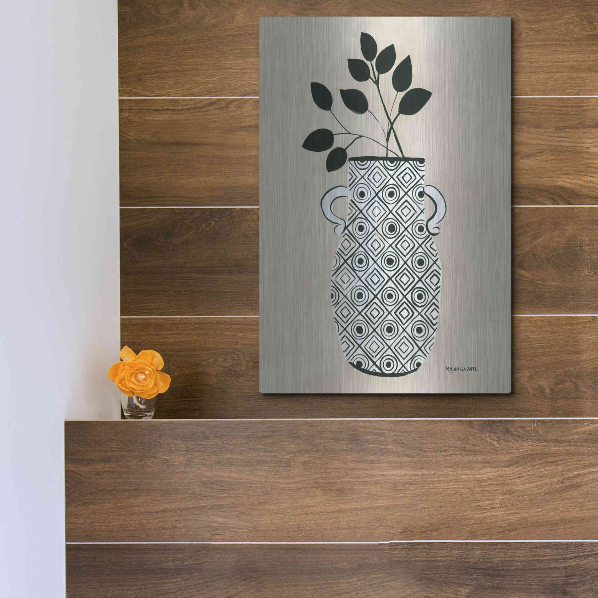 Luxe Metal Art 'Luna Vase' by Megan Galante, Metal Wall Art,12x16