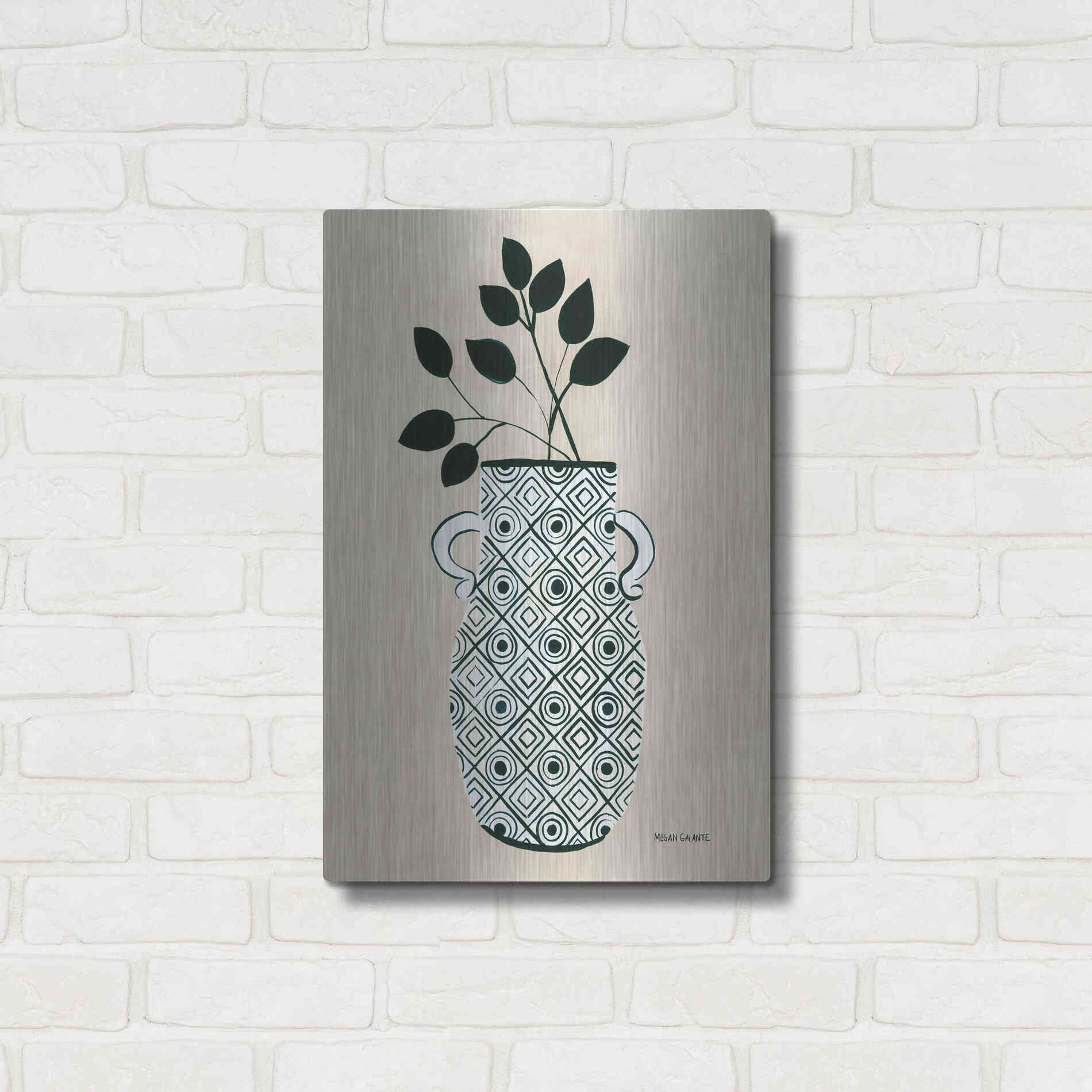 Luxe Metal Art 'Luna Vase' by Megan Galante, Metal Wall Art,16x24