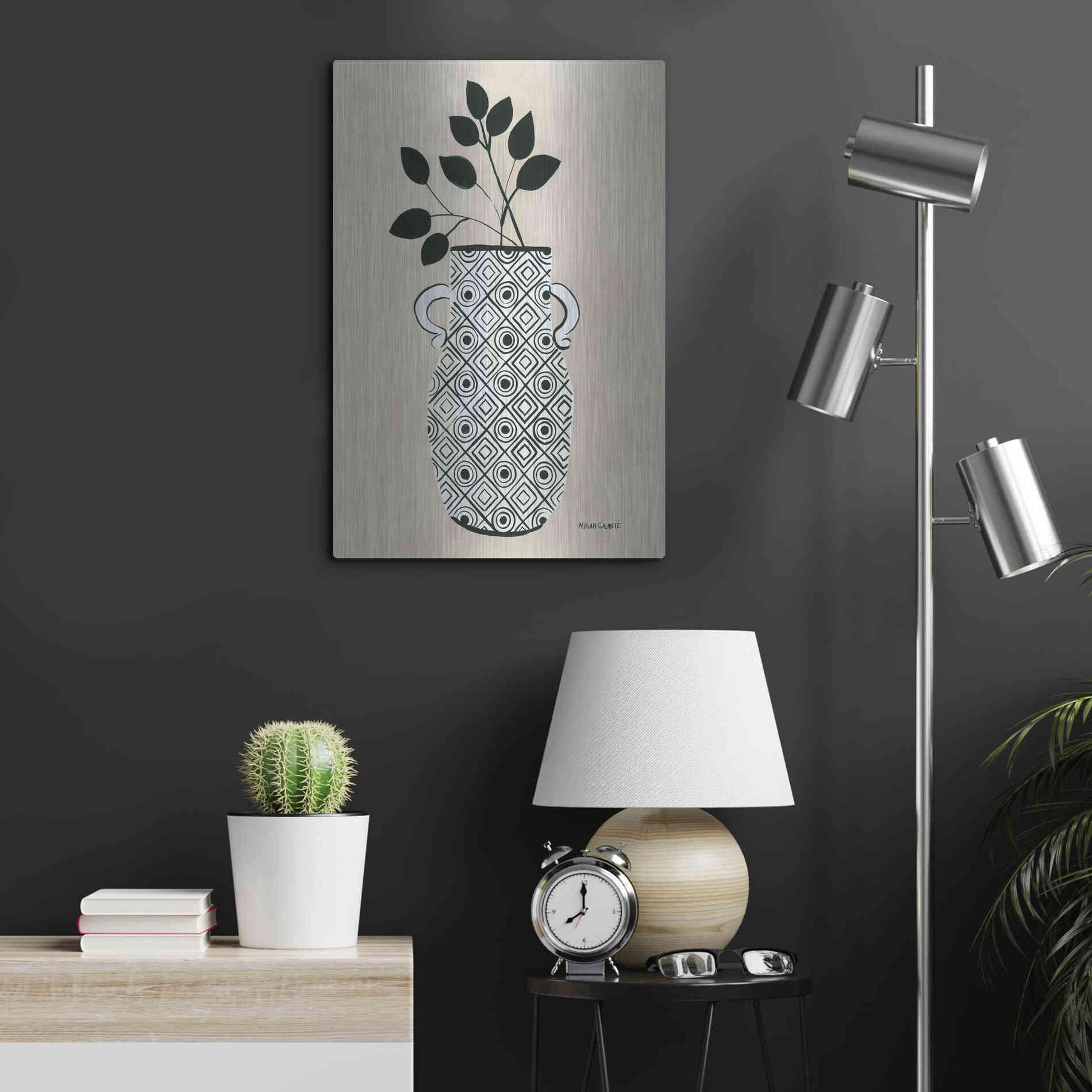 Luxe Metal Art 'Luna Vase' by Megan Galante, Metal Wall Art,16x24