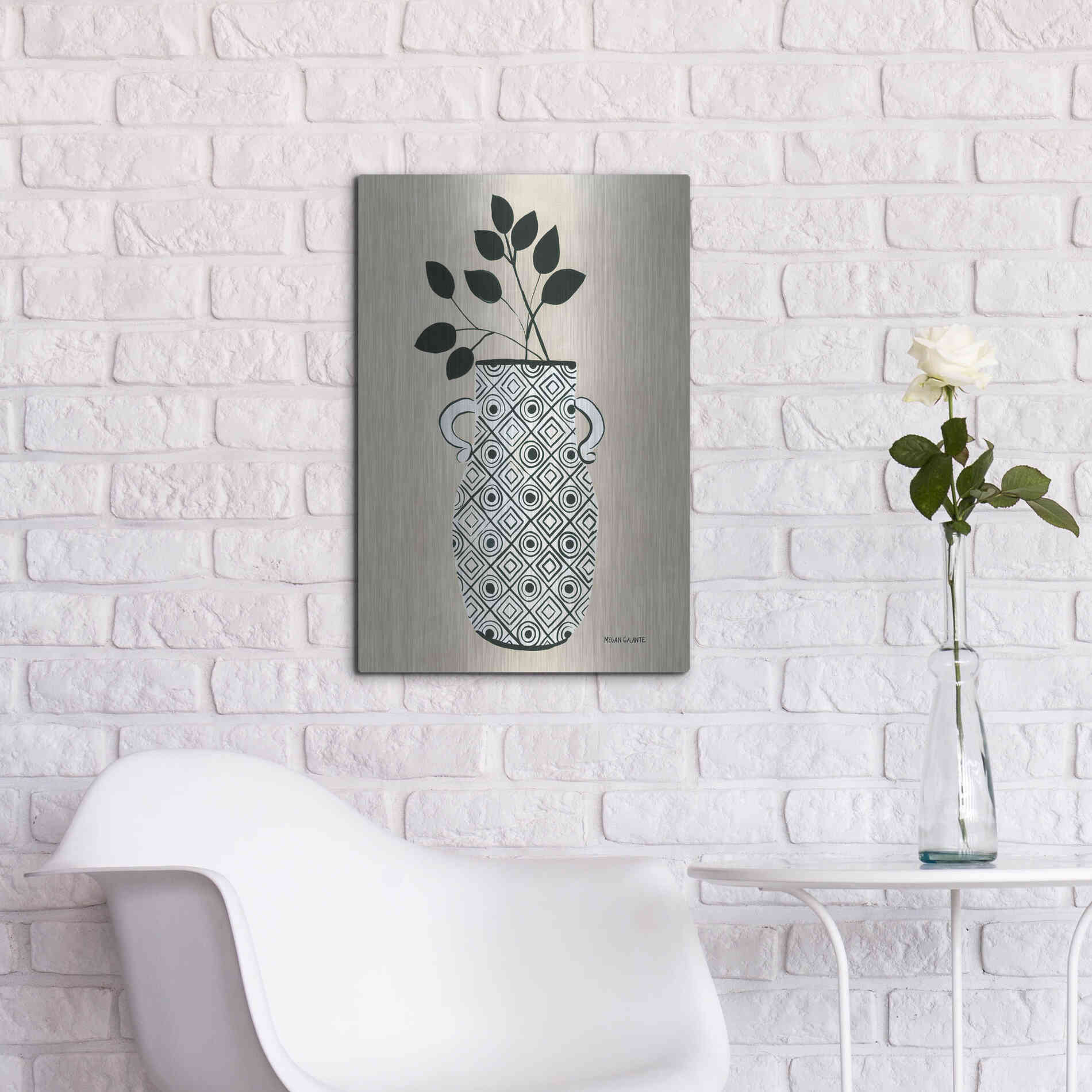 Luxe Metal Art 'Luna Vase' by Megan Galante, Metal Wall Art,16x24