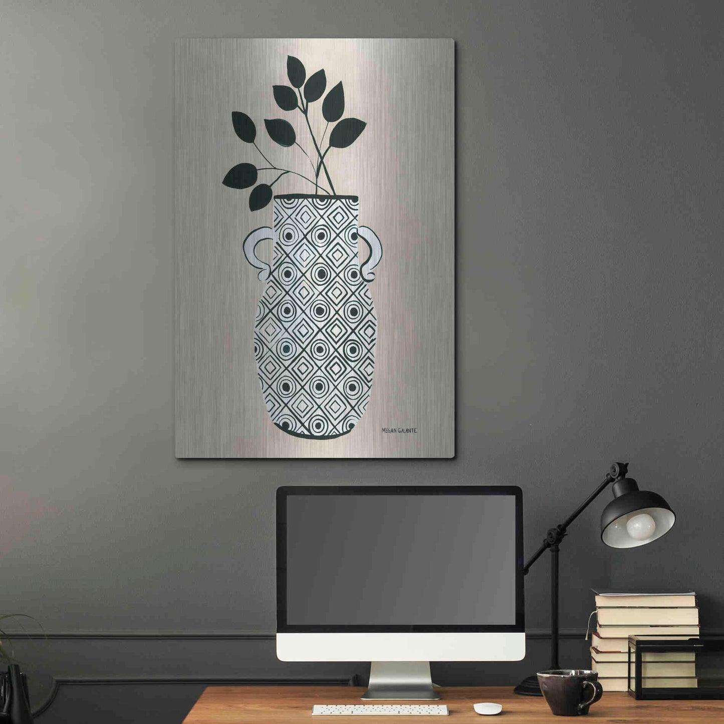 Luxe Metal Art 'Luna Vase' by Megan Galante, Metal Wall Art,24x36