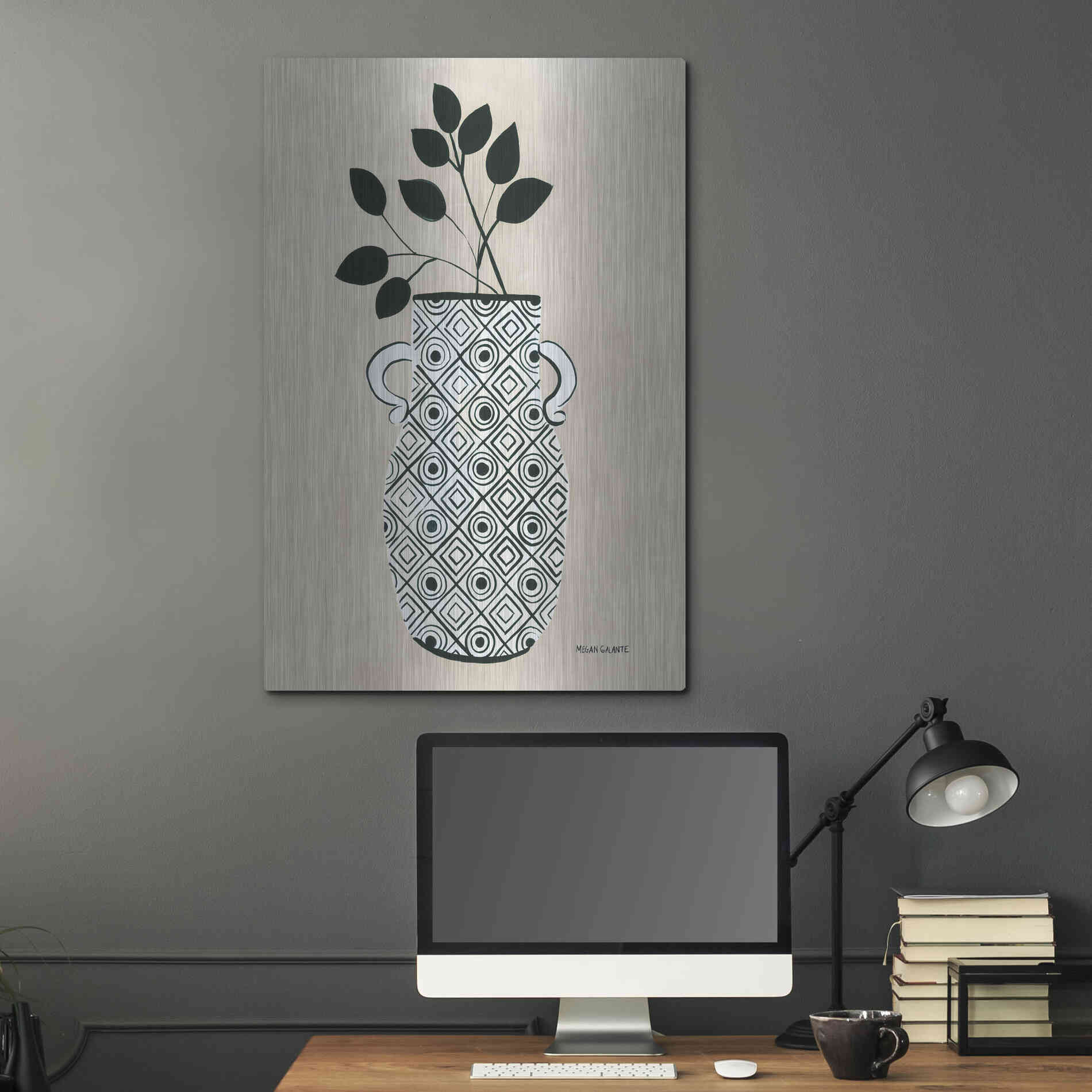 Luxe Metal Art 'Luna Vase' by Megan Galante, Metal Wall Art,24x36