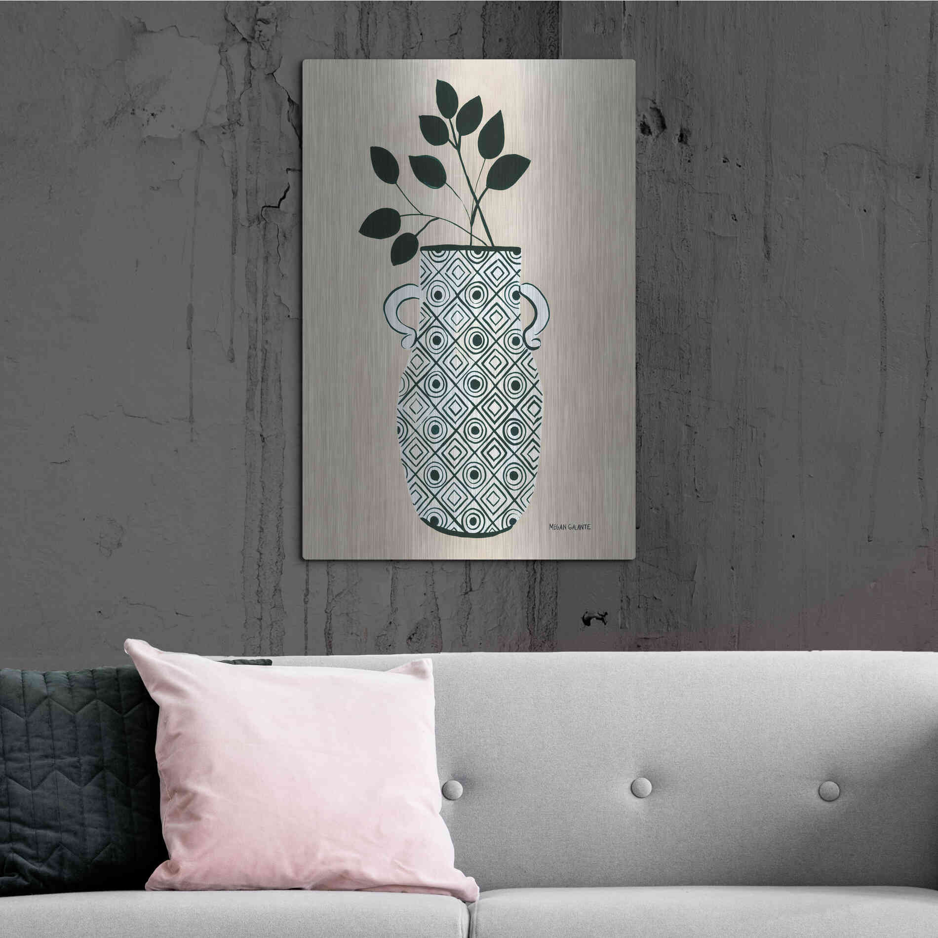 Luxe Metal Art 'Luna Vase' by Megan Galante, Metal Wall Art,24x36