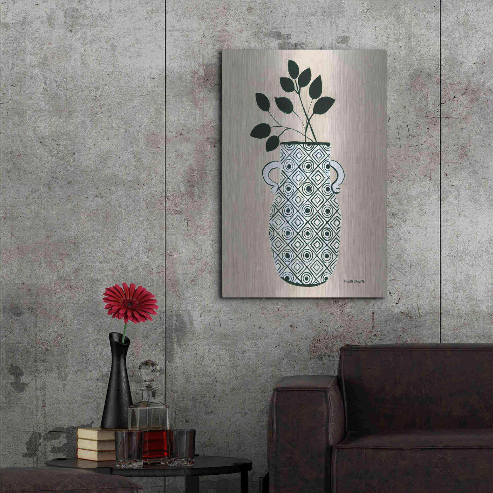 Luxe Metal Art 'Luna Vase' by Megan Galante, Metal Wall Art,24x36