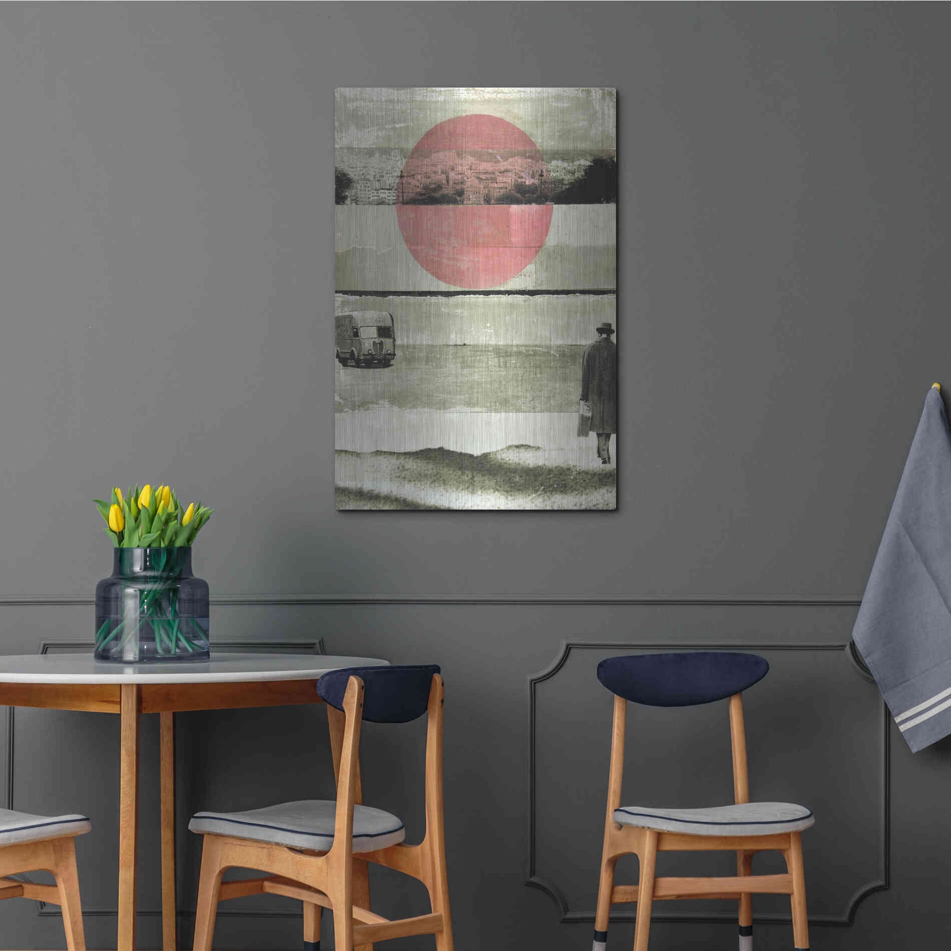 Luxe Metal Art 'Pink Moon Rising' by DB Waterman, Metal Wall Art,24x36