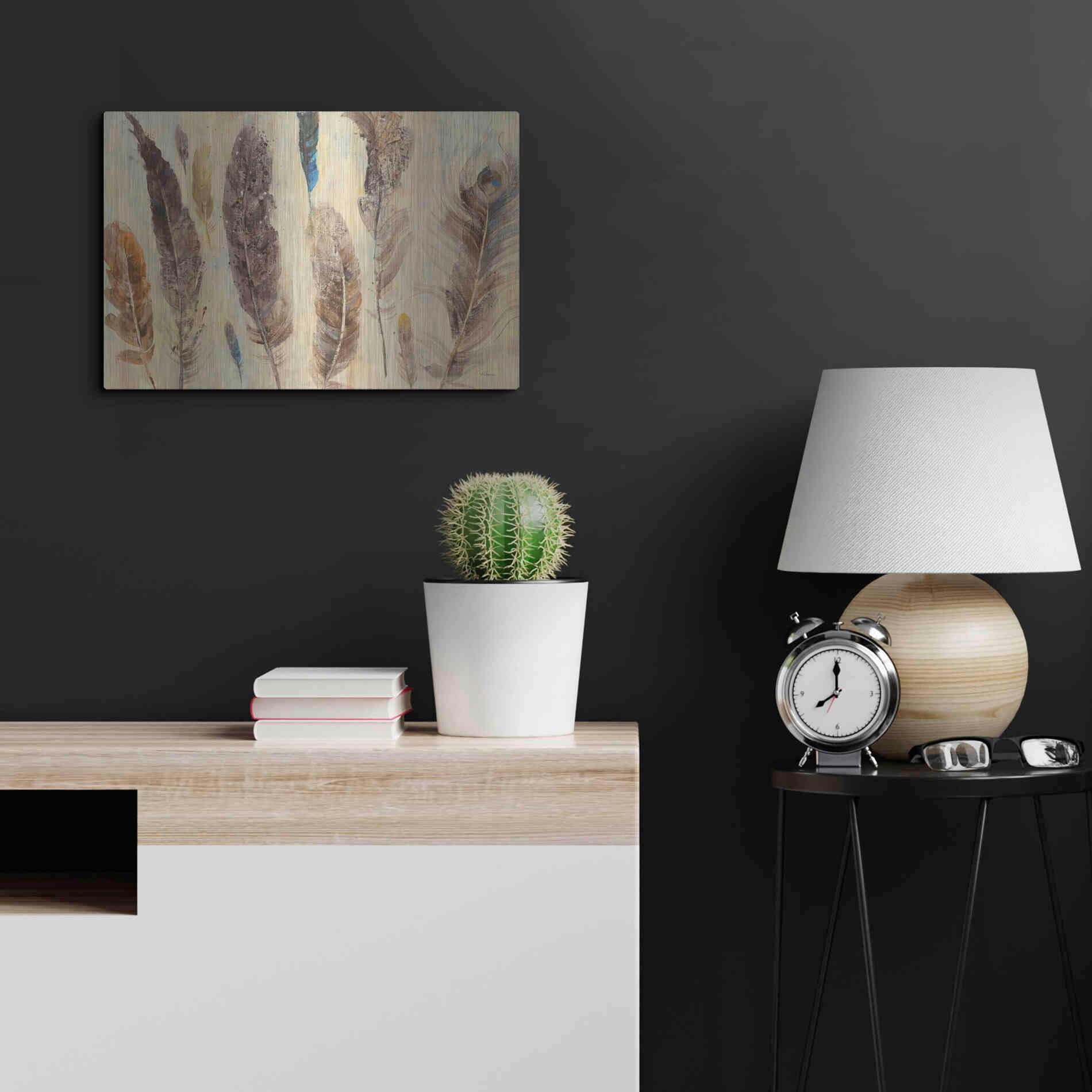 Luxe Metal Art 'Feather Study' by Albena Hristova, Metal Wall Art,24x16