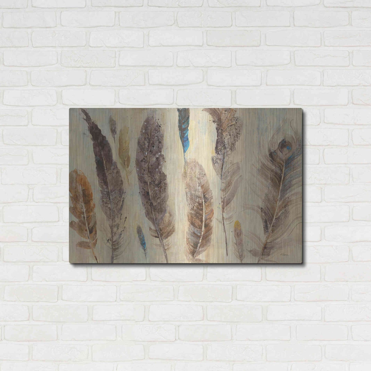 Luxe Metal Art 'Feather Study' by Albena Hristova, Metal Wall Art,36x24