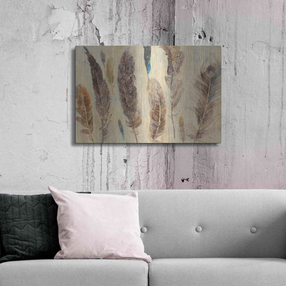 Luxe Metal Art 'Feather Study' by Albena Hristova, Metal Wall Art,36x24
