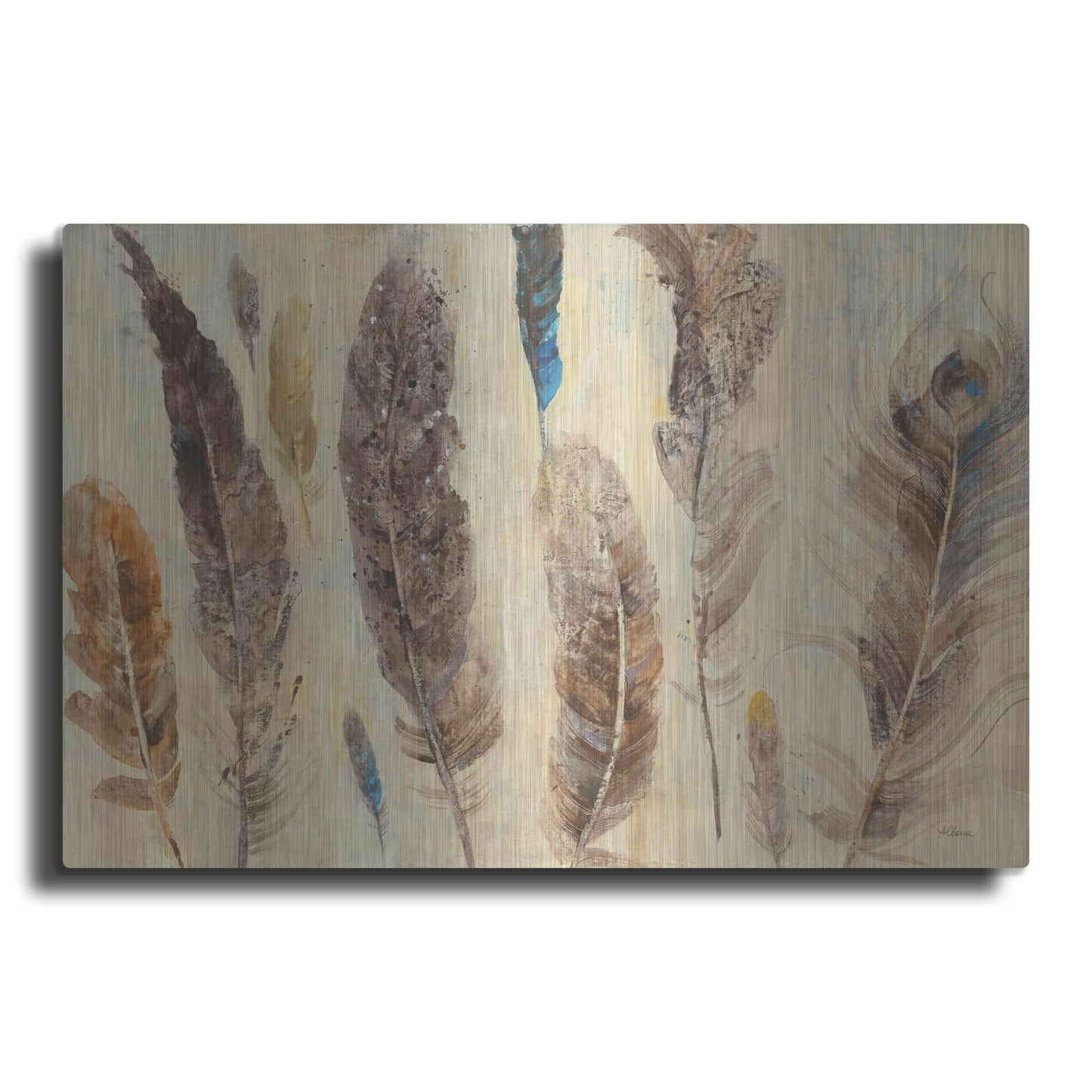 Luxe Metal Art 'Feather Study' by Albena Hristova, Metal Wall Art
