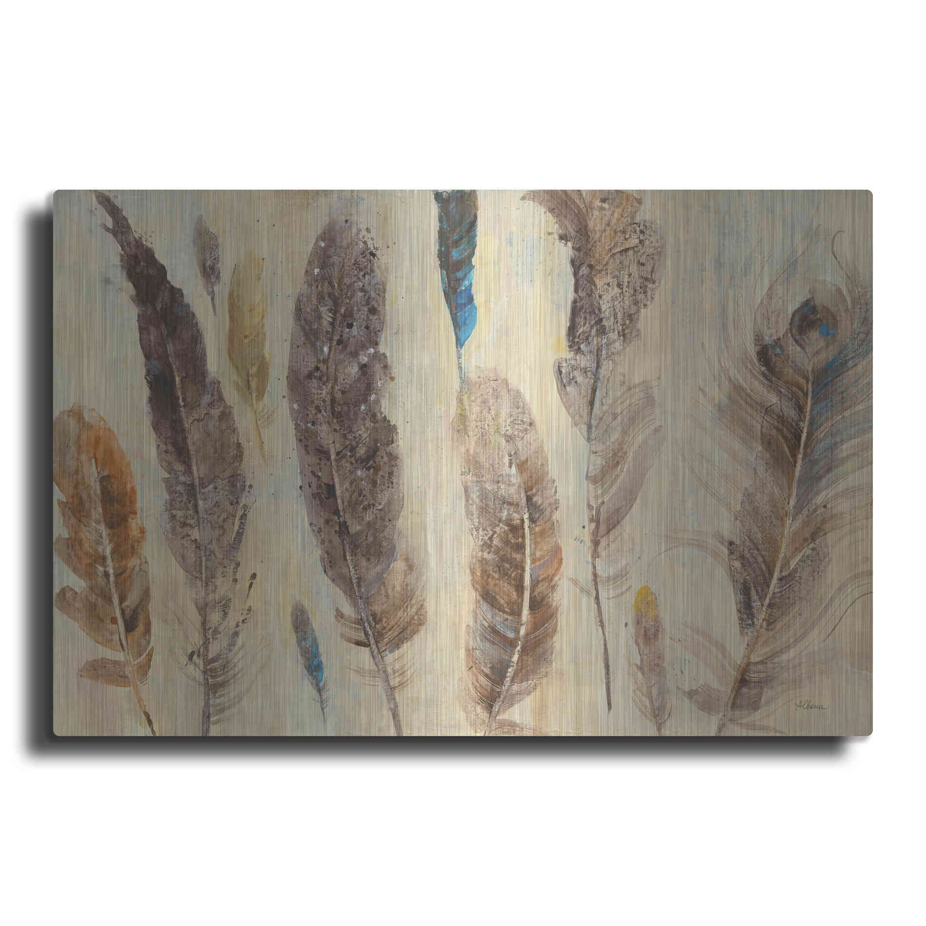 Luxe Metal Art 'Feather Study' by Albena Hristova, Metal Wall Art