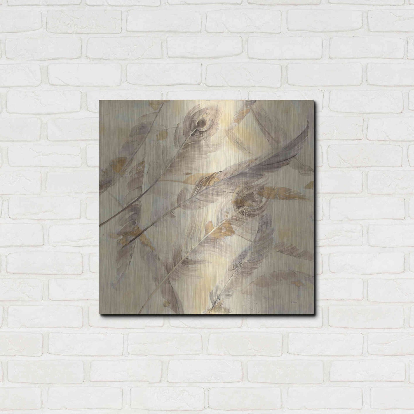 Luxe Metal Art 'Falling Feathers' by Albena Hristova, Metal Wall Art,24x24