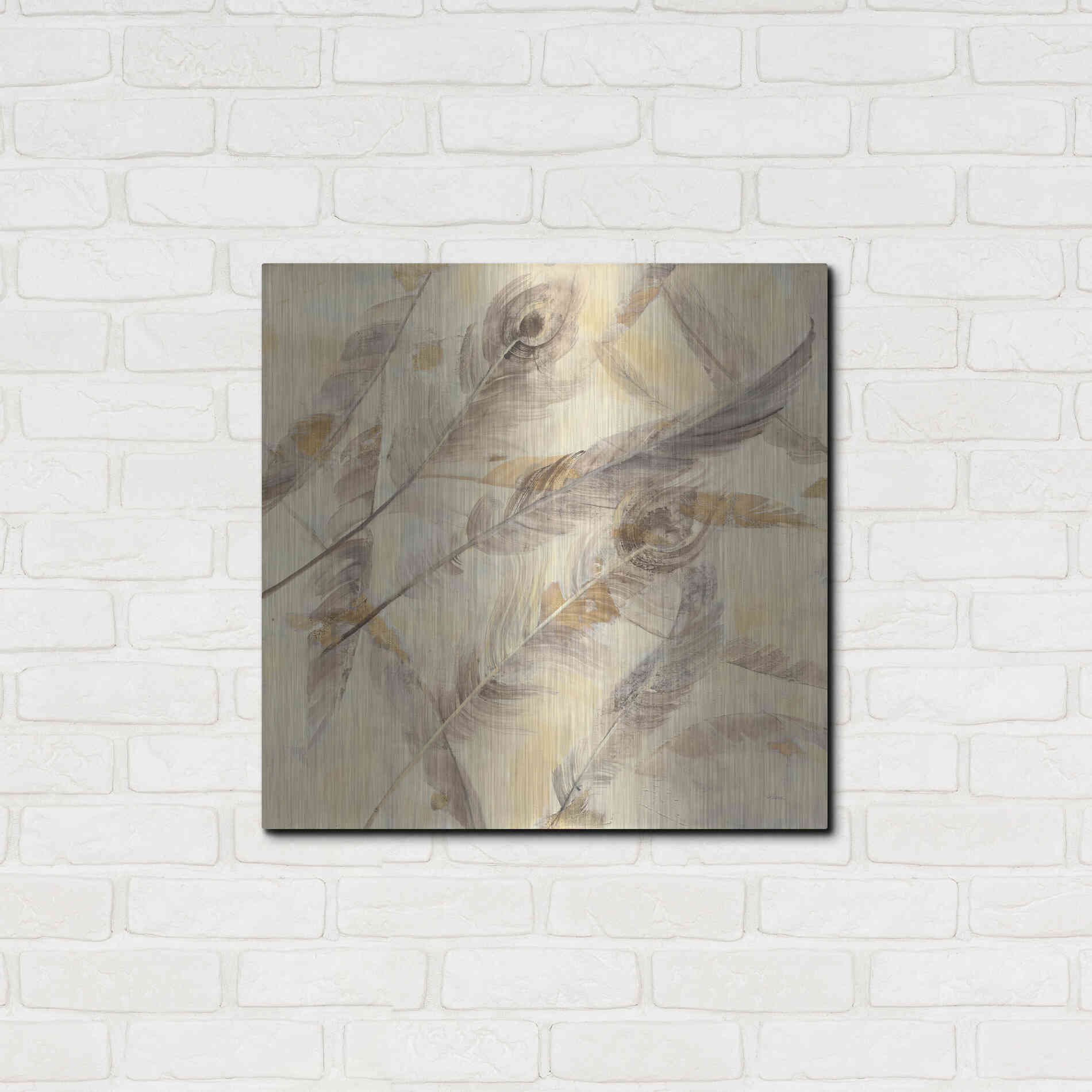 Luxe Metal Art 'Falling Feathers' by Albena Hristova, Metal Wall Art,24x24