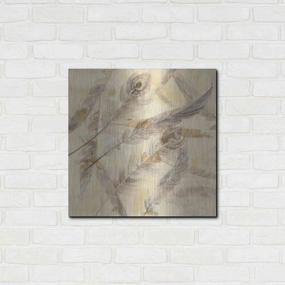 Luxe Metal Art 'Falling Feathers' by Albena Hristova, Metal Wall Art,24x24