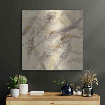 Luxe Metal Art 'Falling Feathers' by Albena Hristova, Metal Wall Art,24x24