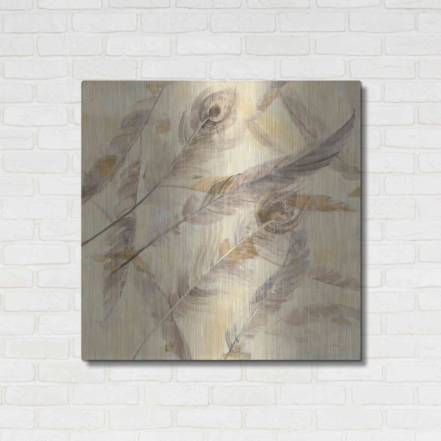 Luxe Metal Art 'Falling Feathers' by Albena Hristova, Metal Wall Art,36x36