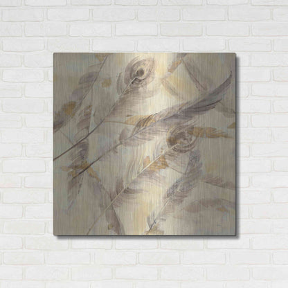 Luxe Metal Art 'Falling Feathers' by Albena Hristova, Metal Wall Art,36x36