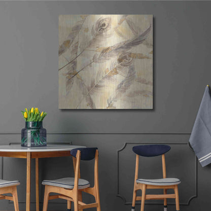 Luxe Metal Art 'Falling Feathers' by Albena Hristova, Metal Wall Art,36x36