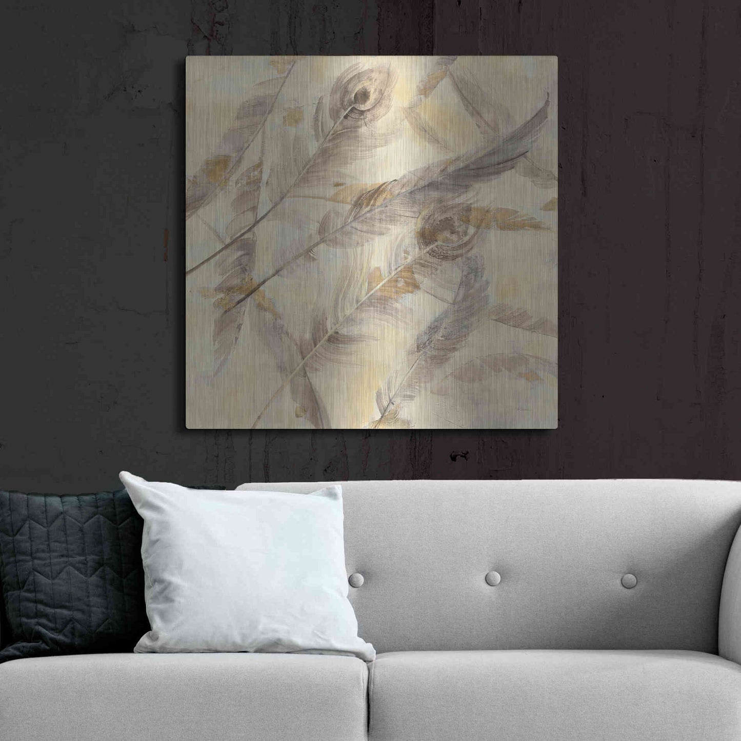 Luxe Metal Art 'Falling Feathers' by Albena Hristova, Metal Wall Art,36x36
