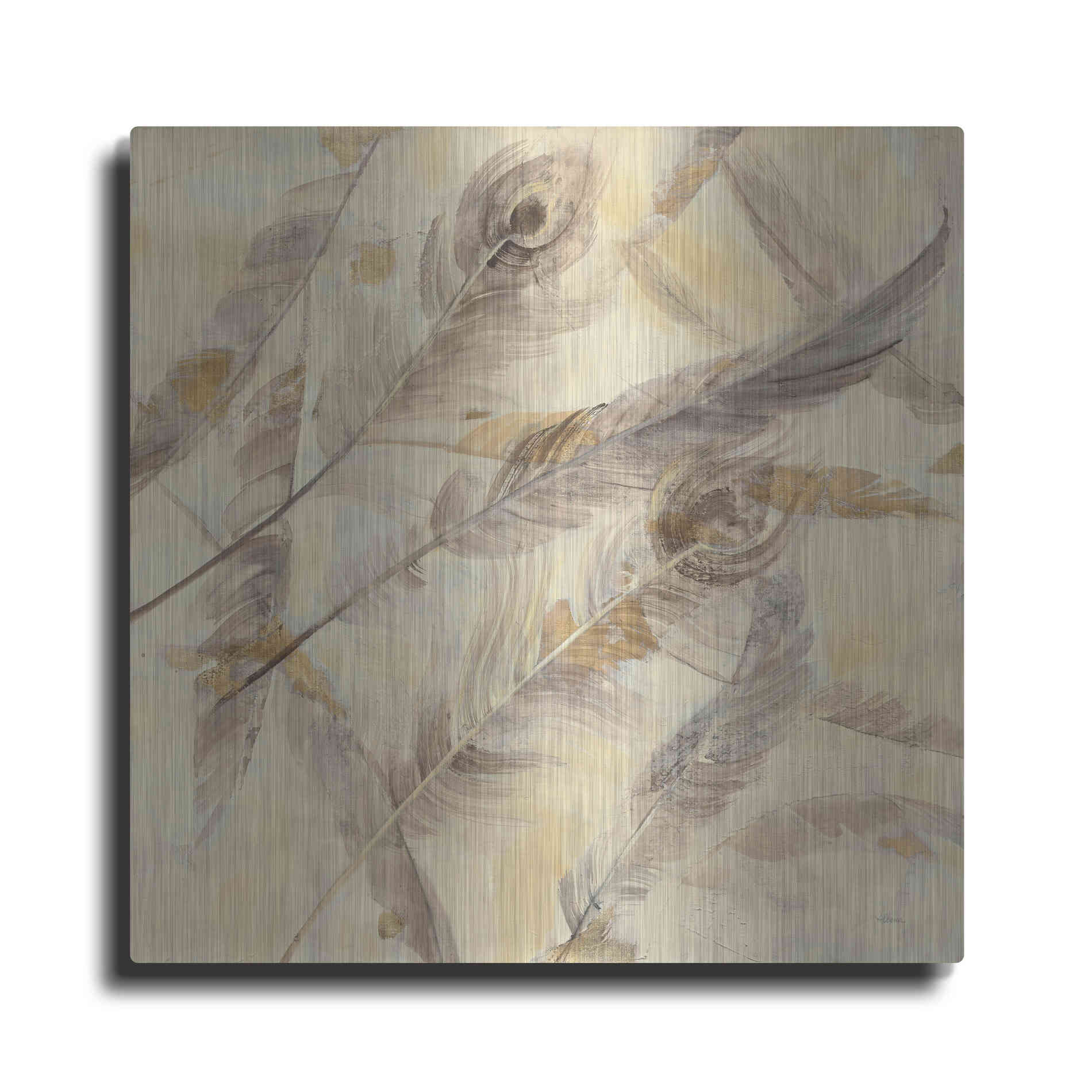 Luxe Metal Art 'Falling Feathers' by Albena Hristova, Metal Wall Art