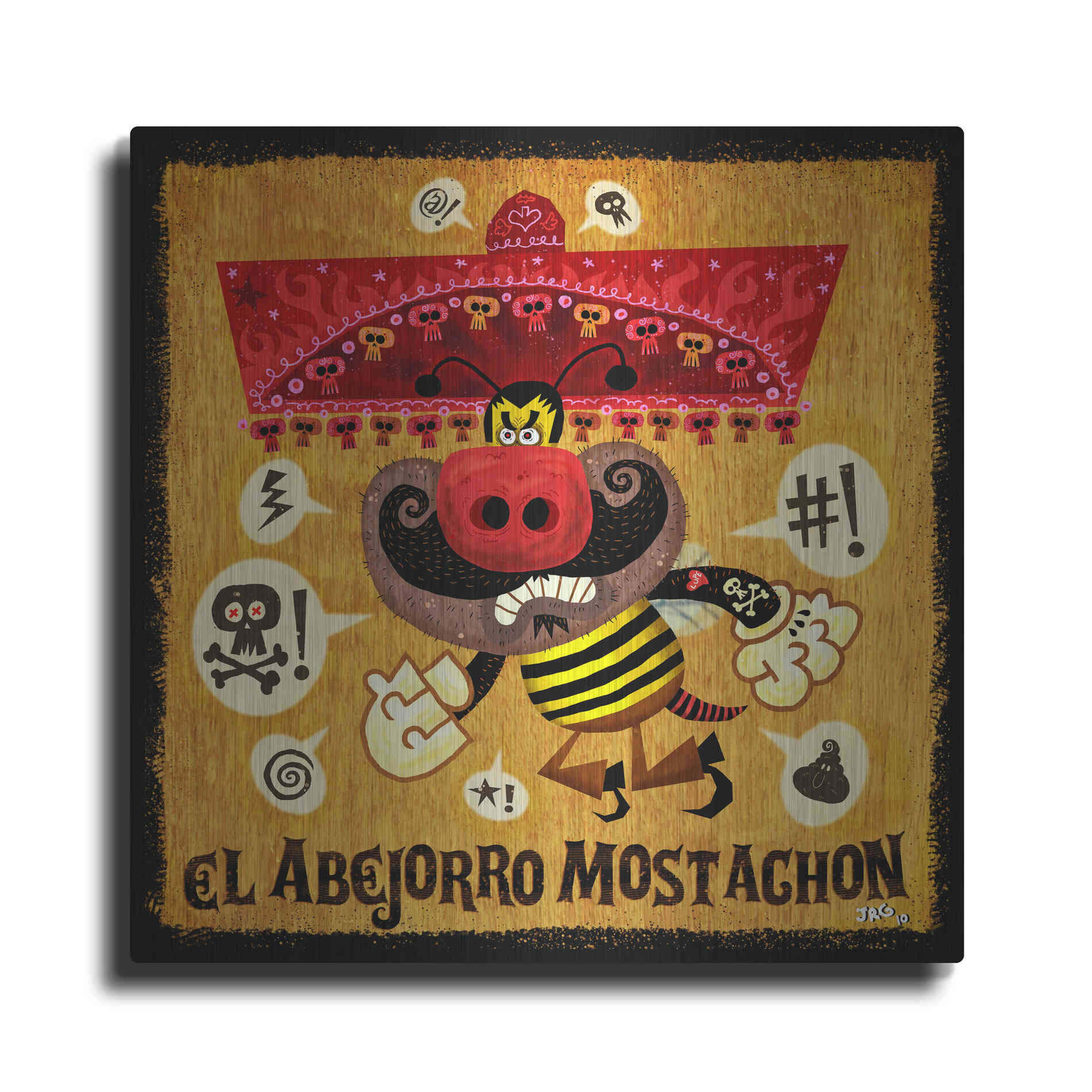 Luxe Metal Art 'Abejorro Mostachon' by Jorge R. Gutierrez