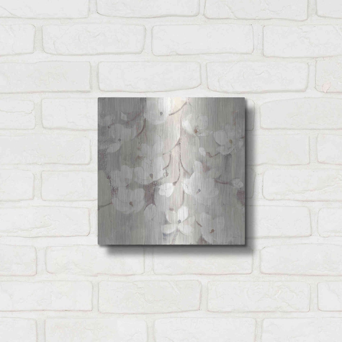 Luxe Metal Art 'Magnolias in Spring II Neutral' by Albena Hristova, Metal Wall Art,12x12