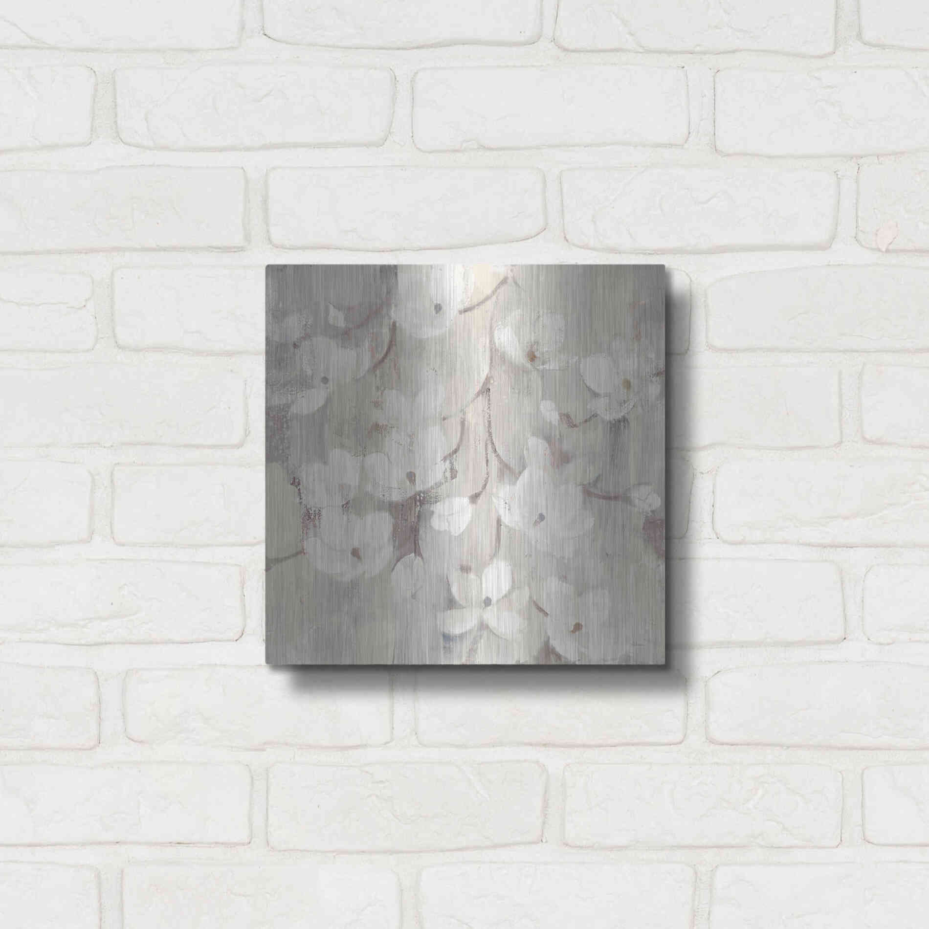 Luxe Metal Art 'Magnolias in Spring II Neutral' by Albena Hristova, Metal Wall Art,12x12