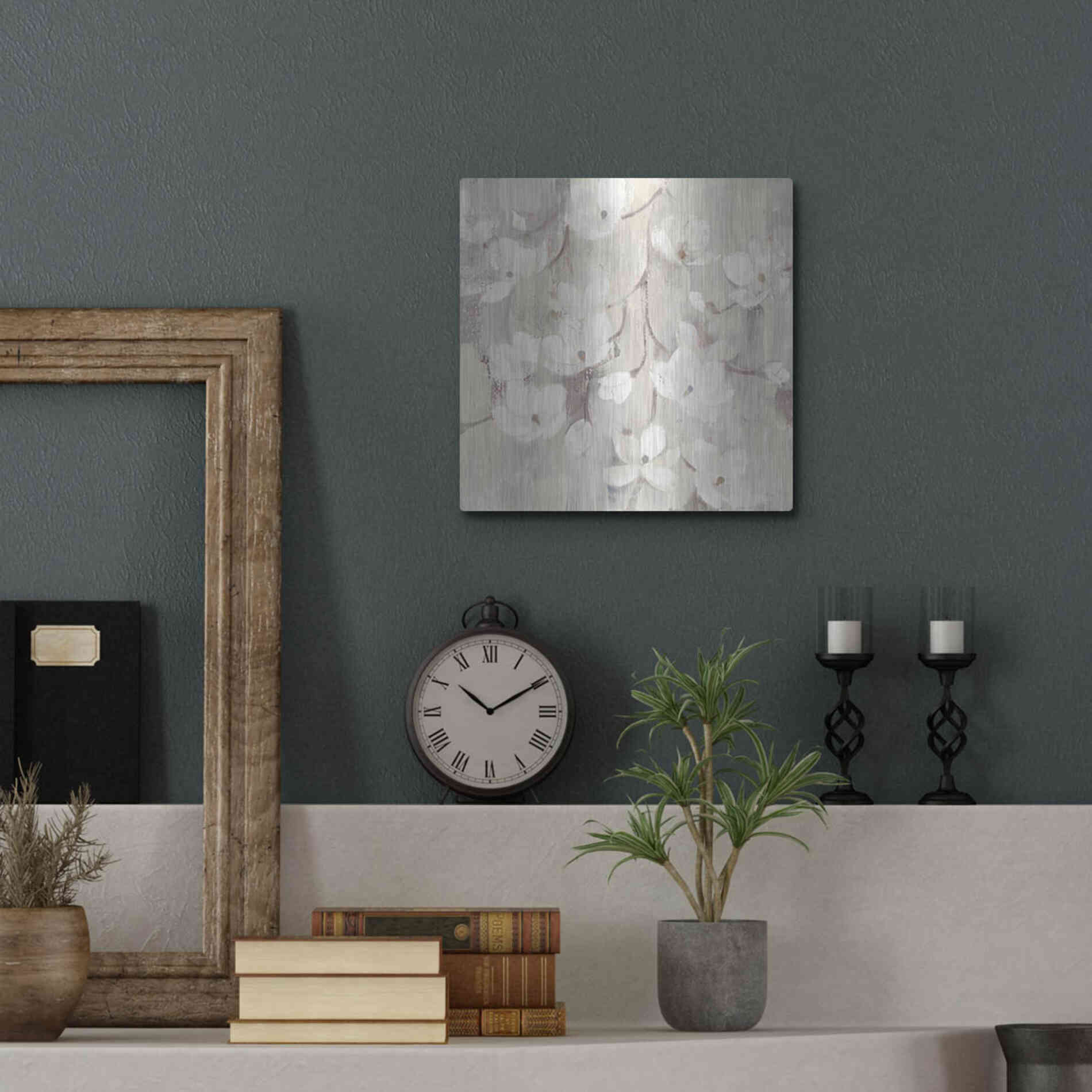 Luxe Metal Art 'Magnolias in Spring II Neutral' by Albena Hristova, Metal Wall Art,12x12