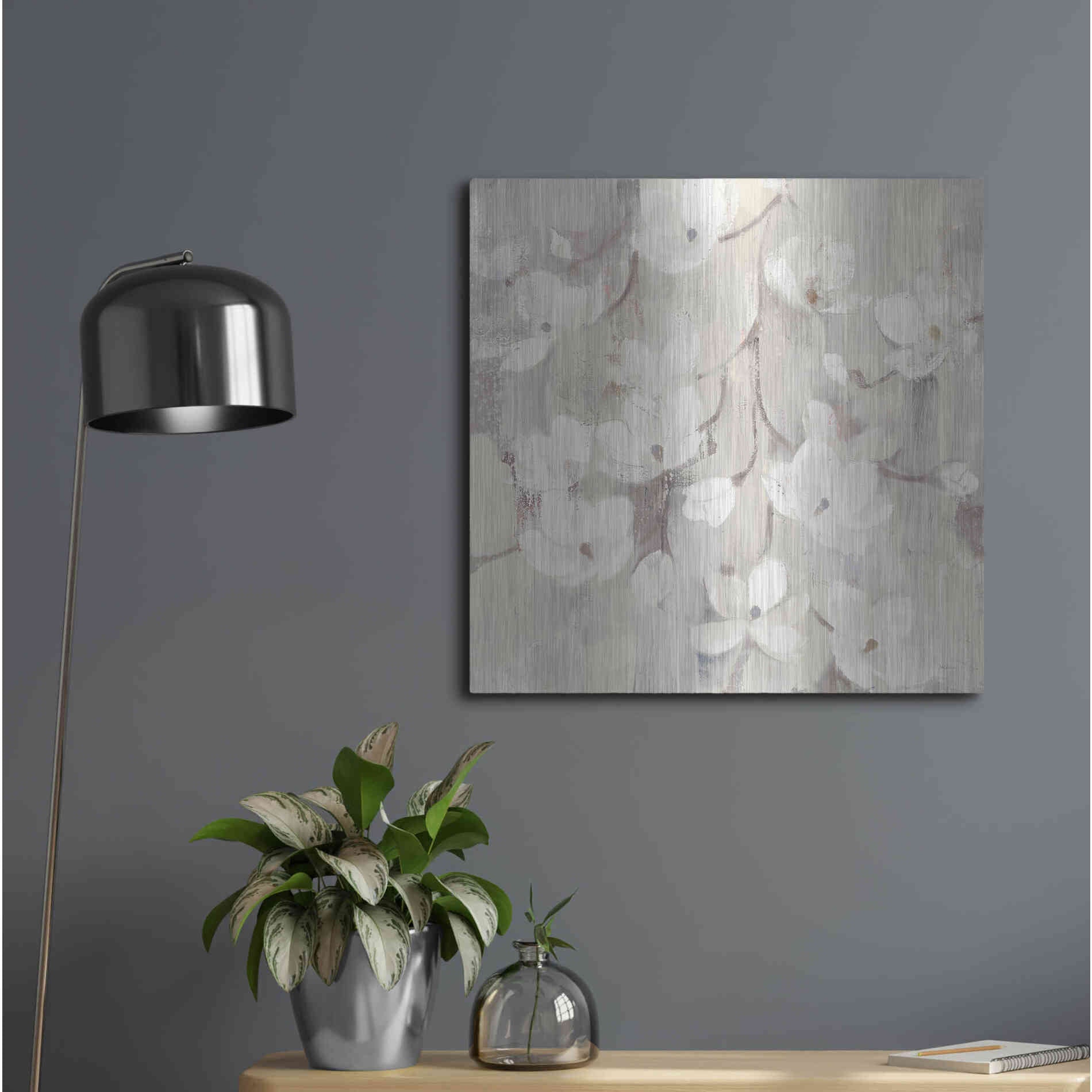 Luxe Metal Art 'Magnolias in Spring II Neutral' by Albena Hristova, Metal Wall Art,24x24