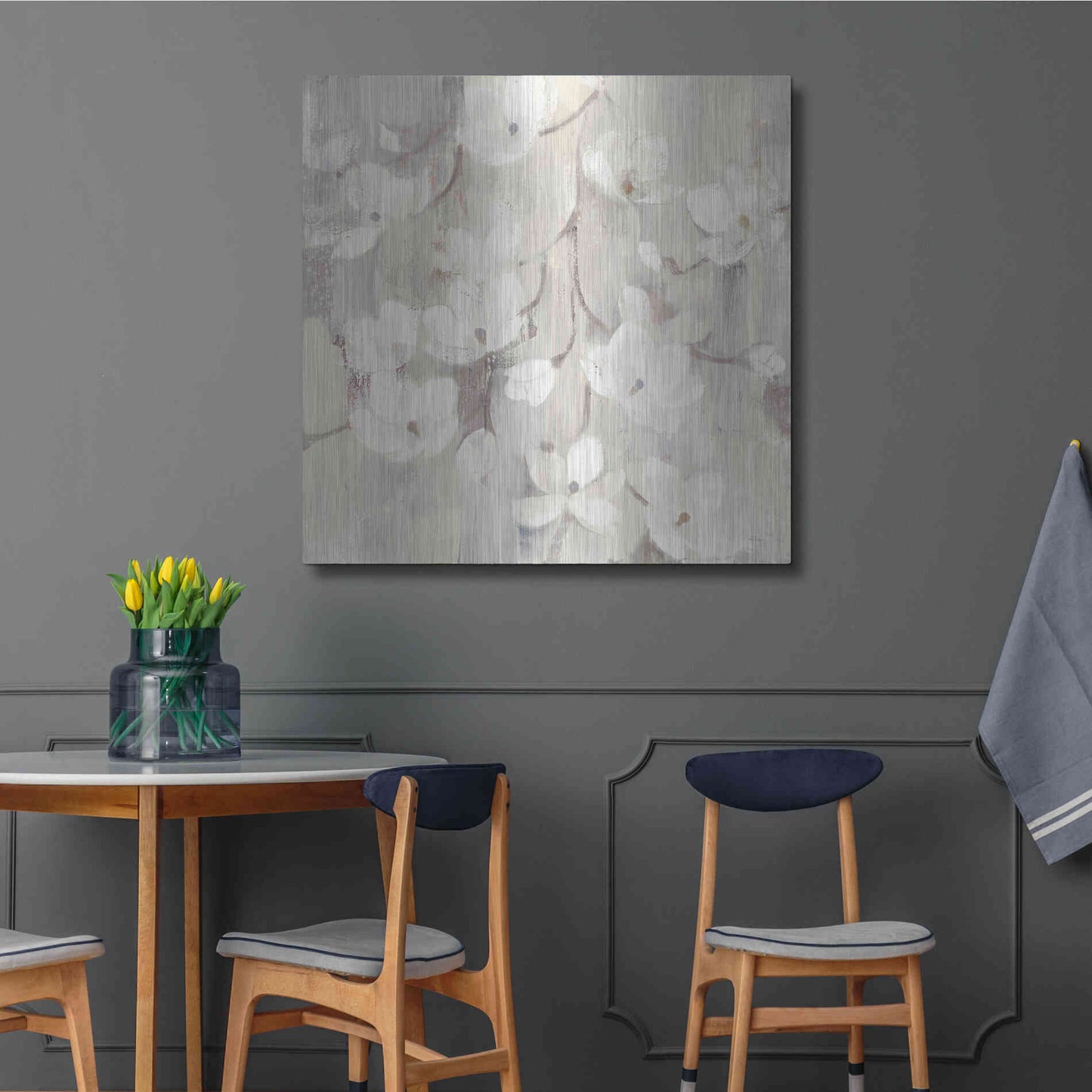 Luxe Metal Art 'Magnolias in Spring II Neutral' by Albena Hristova, Metal Wall Art,36x36