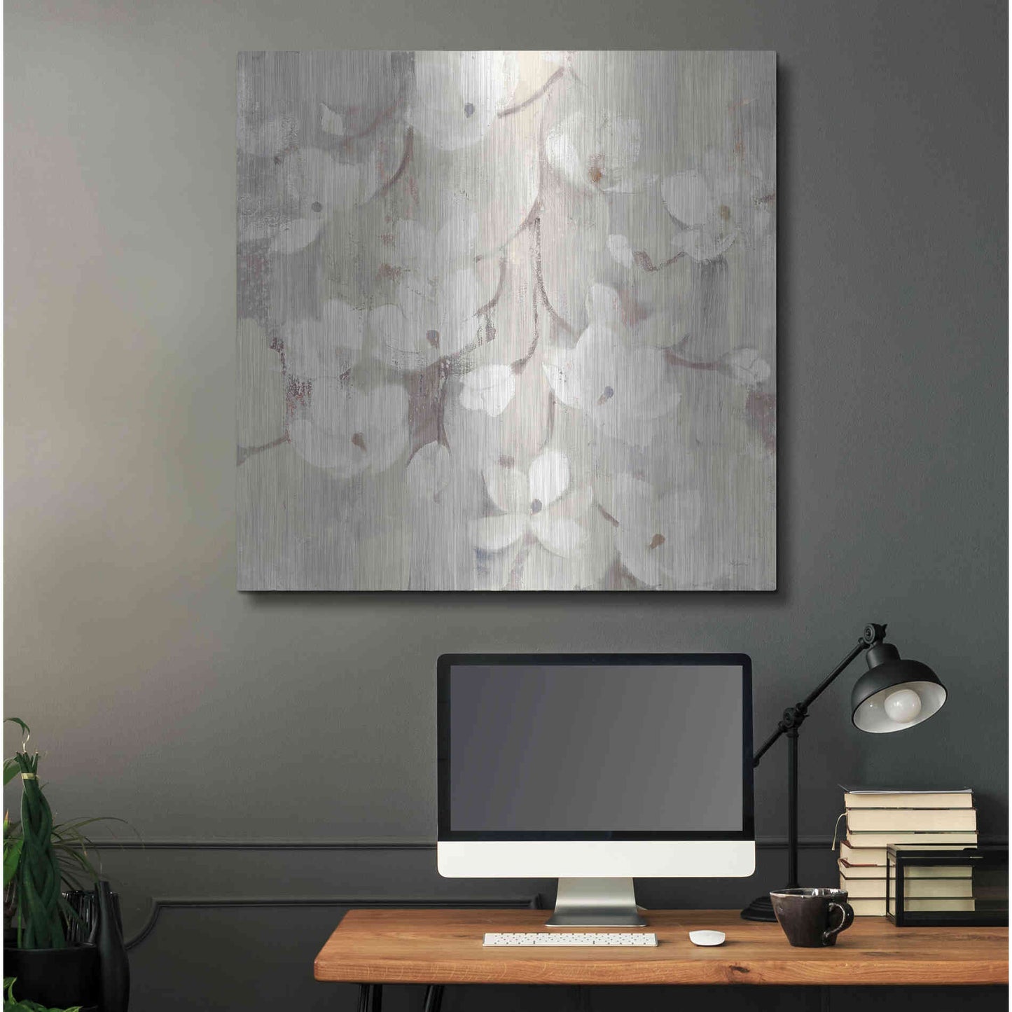 Luxe Metal Art 'Magnolias in Spring II Neutral' by Albena Hristova, Metal Wall Art,36x36