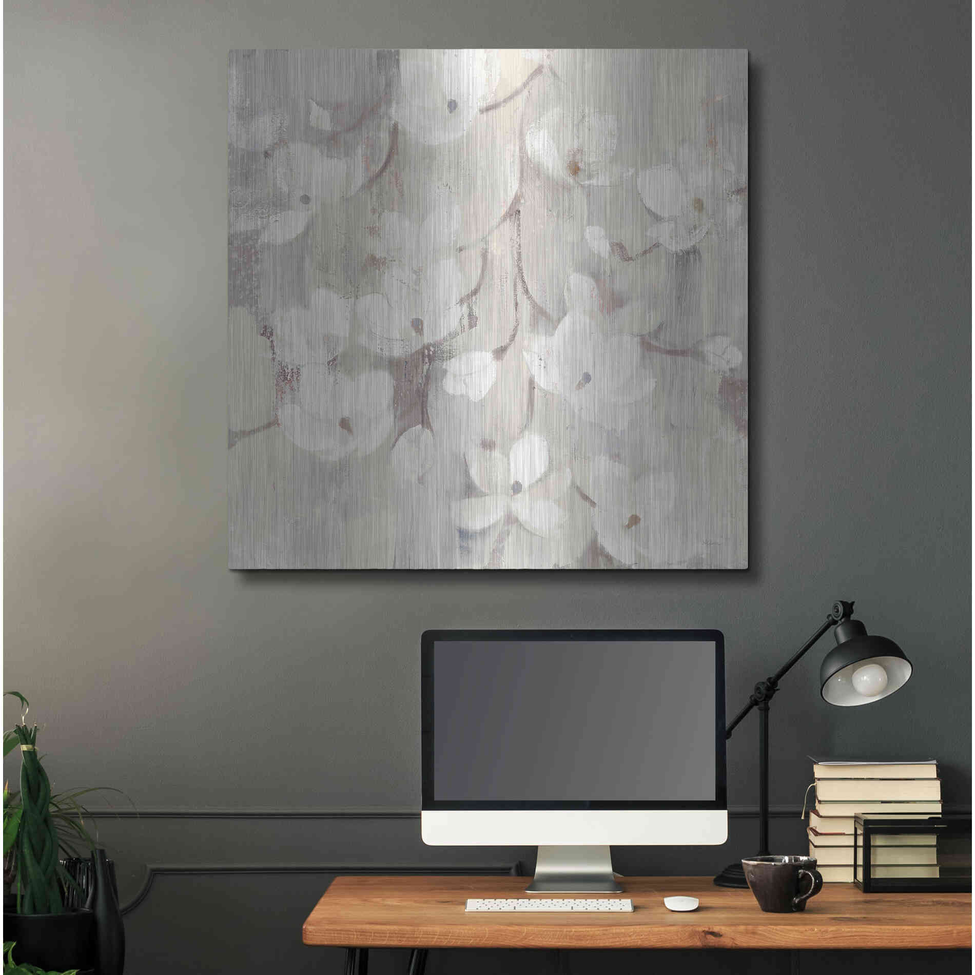 Luxe Metal Art 'Magnolias in Spring II Neutral' by Albena Hristova, Metal Wall Art,36x36