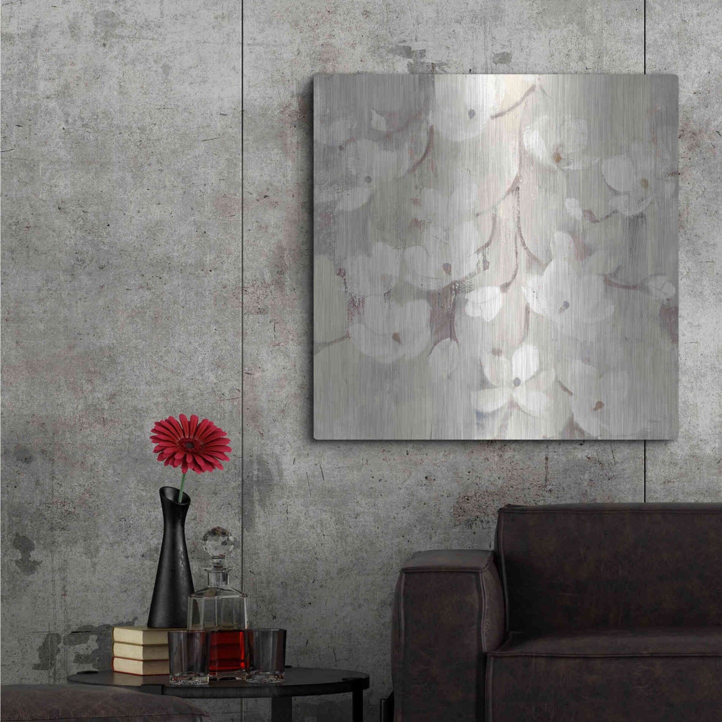 Luxe Metal Art 'Magnolias in Spring II Neutral' by Albena Hristova, Metal Wall Art,36x36