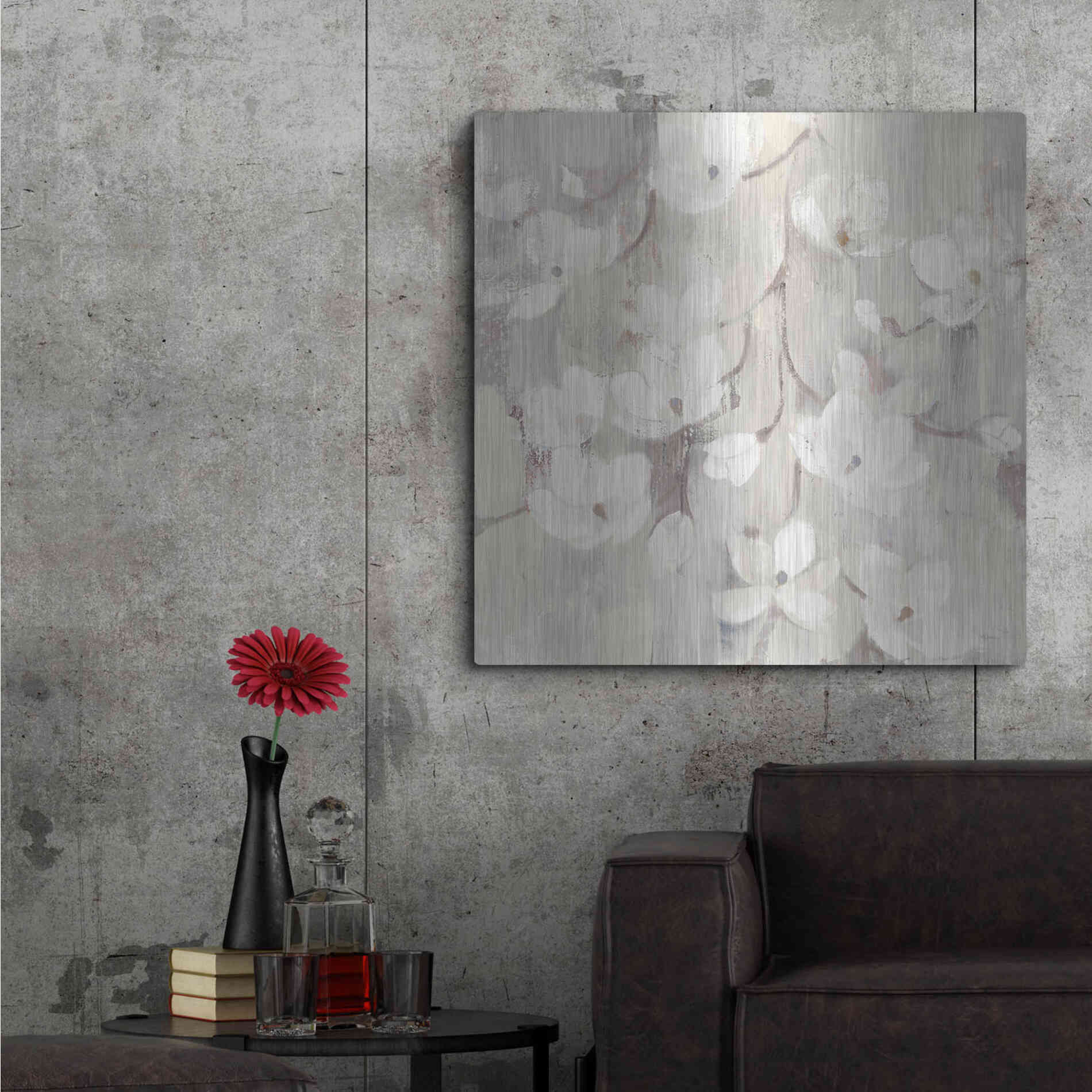 Luxe Metal Art 'Magnolias in Spring II Neutral' by Albena Hristova, Metal Wall Art,36x36