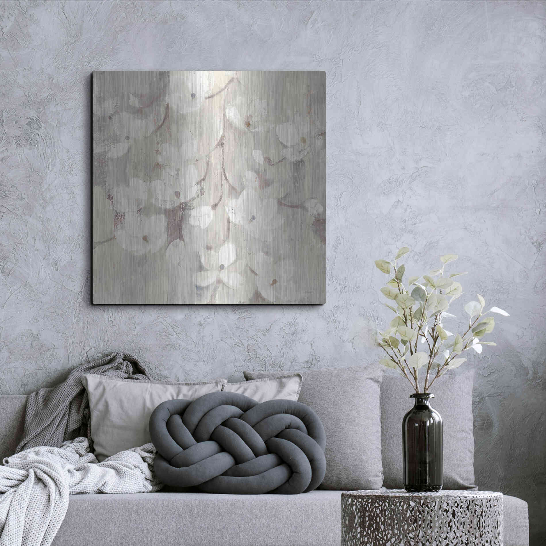Luxe Metal Art 'Magnolias in Spring II Neutral' by Albena Hristova, Metal Wall Art,36x36