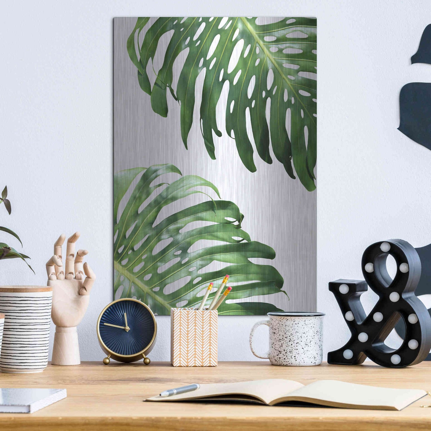 Luxe Metal Art 'Double Philodendron (color)' by Lexie Greer,12x16