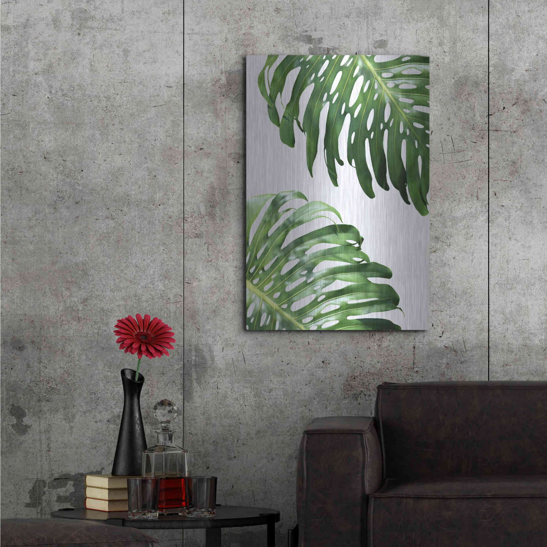 Luxe Metal Art 'Double Philodendron (color)' by Lexie Greer,24x36