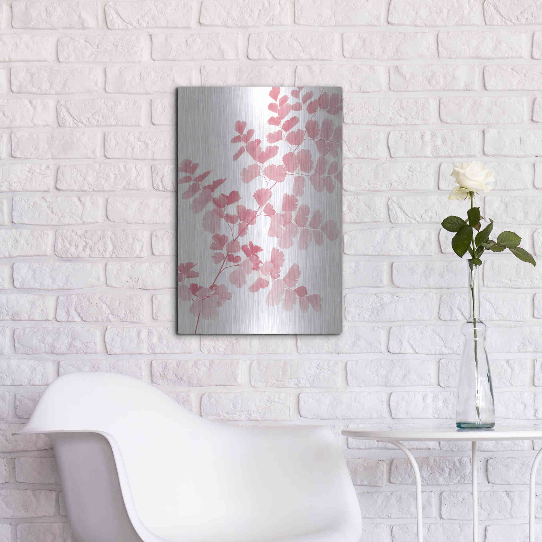 Luxe Metal Art 'Pink Maidenhair' by Lexie Greer,16x24