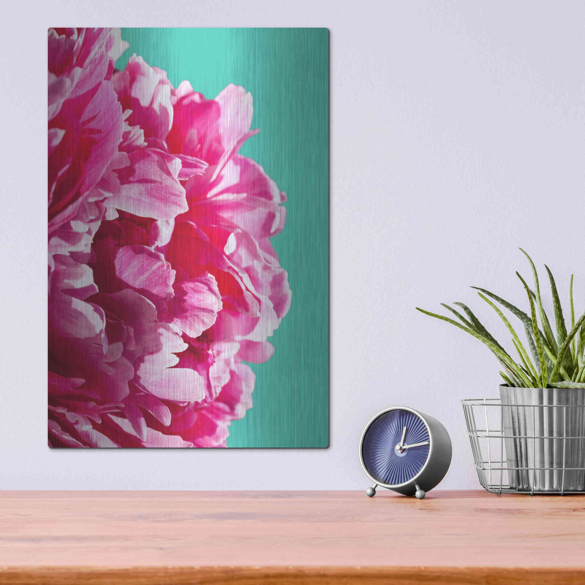 Luxe Metal Art 'Pink Peony' by Lexie Greer,12x16