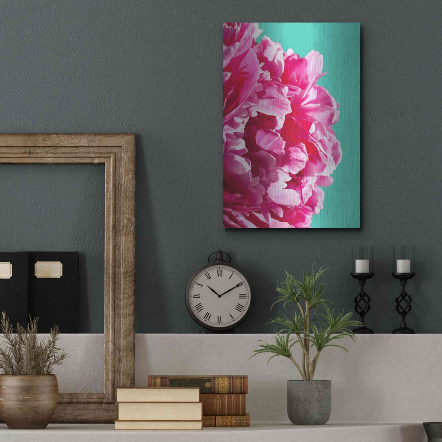 Luxe Metal Art 'Pink Peony' by Lexie Greer,12x16