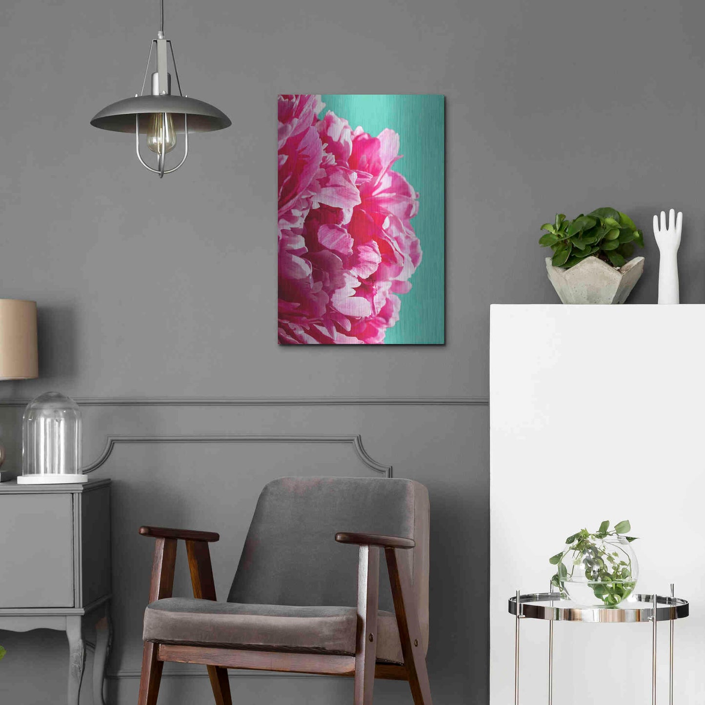 Luxe Metal Art 'Pink Peony' by Lexie Greer,16x24