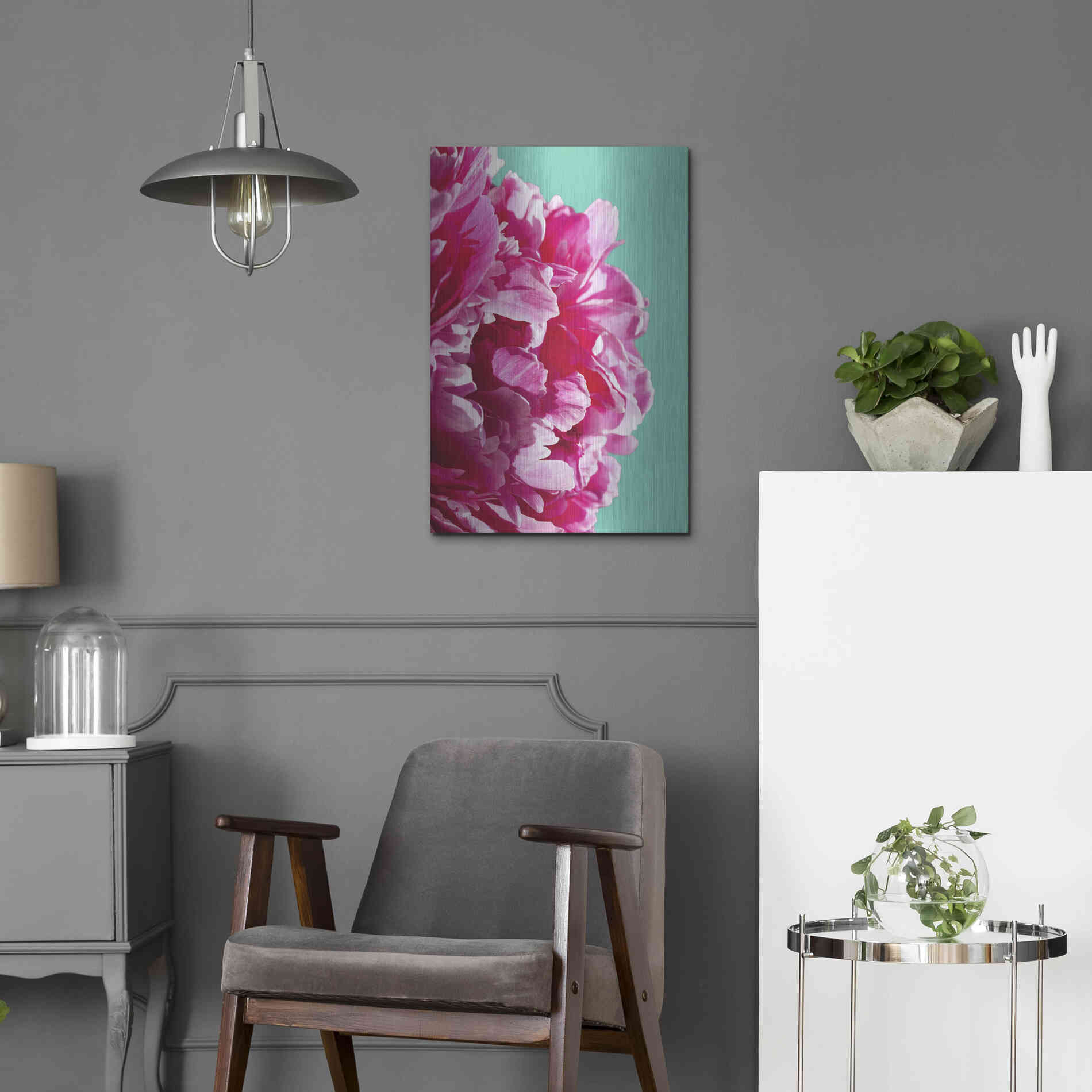 Luxe Metal Art 'Pink Peony' by Lexie Greer,16x24