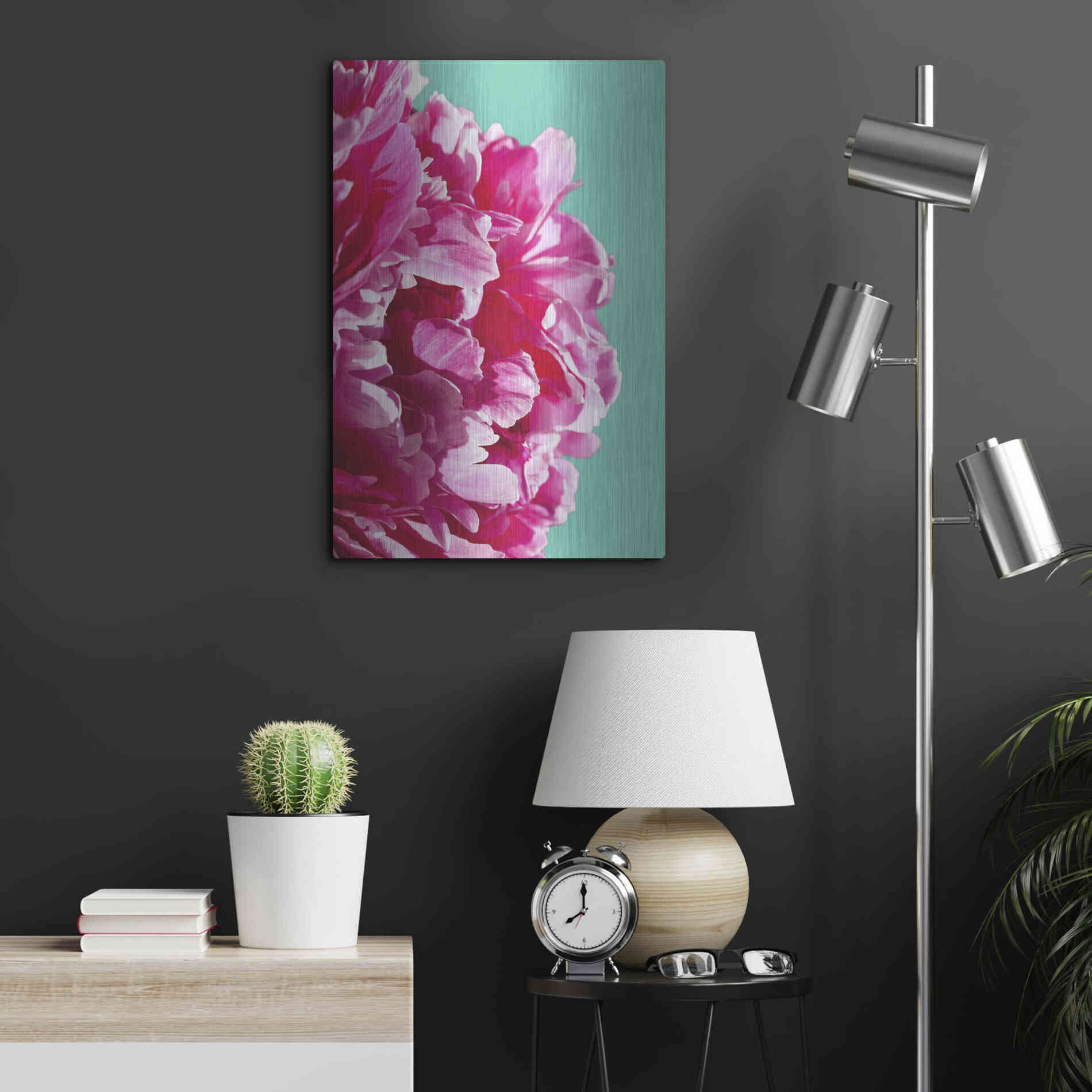 Luxe Metal Art 'Pink Peony' by Lexie Greer,16x24