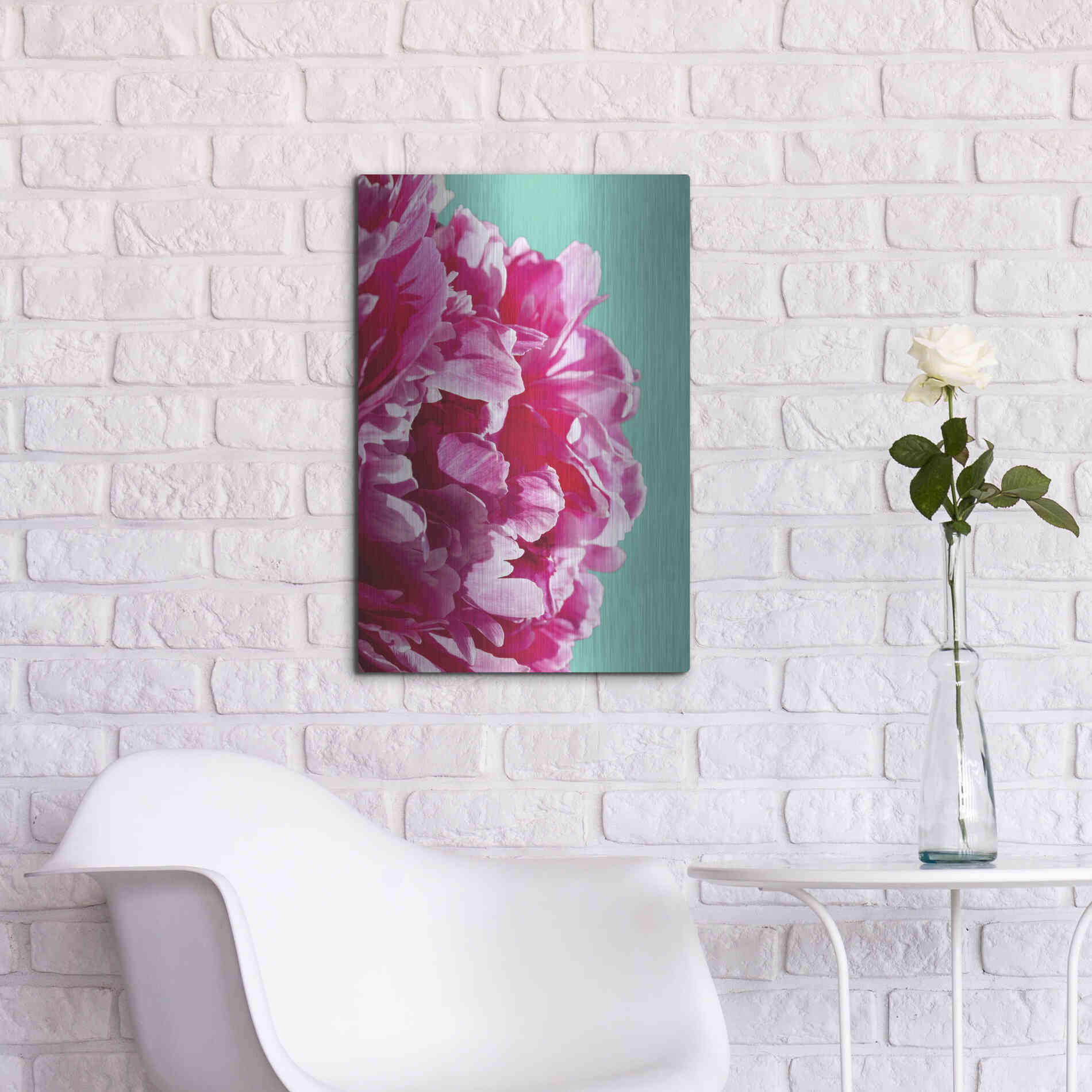 Luxe Metal Art 'Pink Peony' by Lexie Greer,16x24