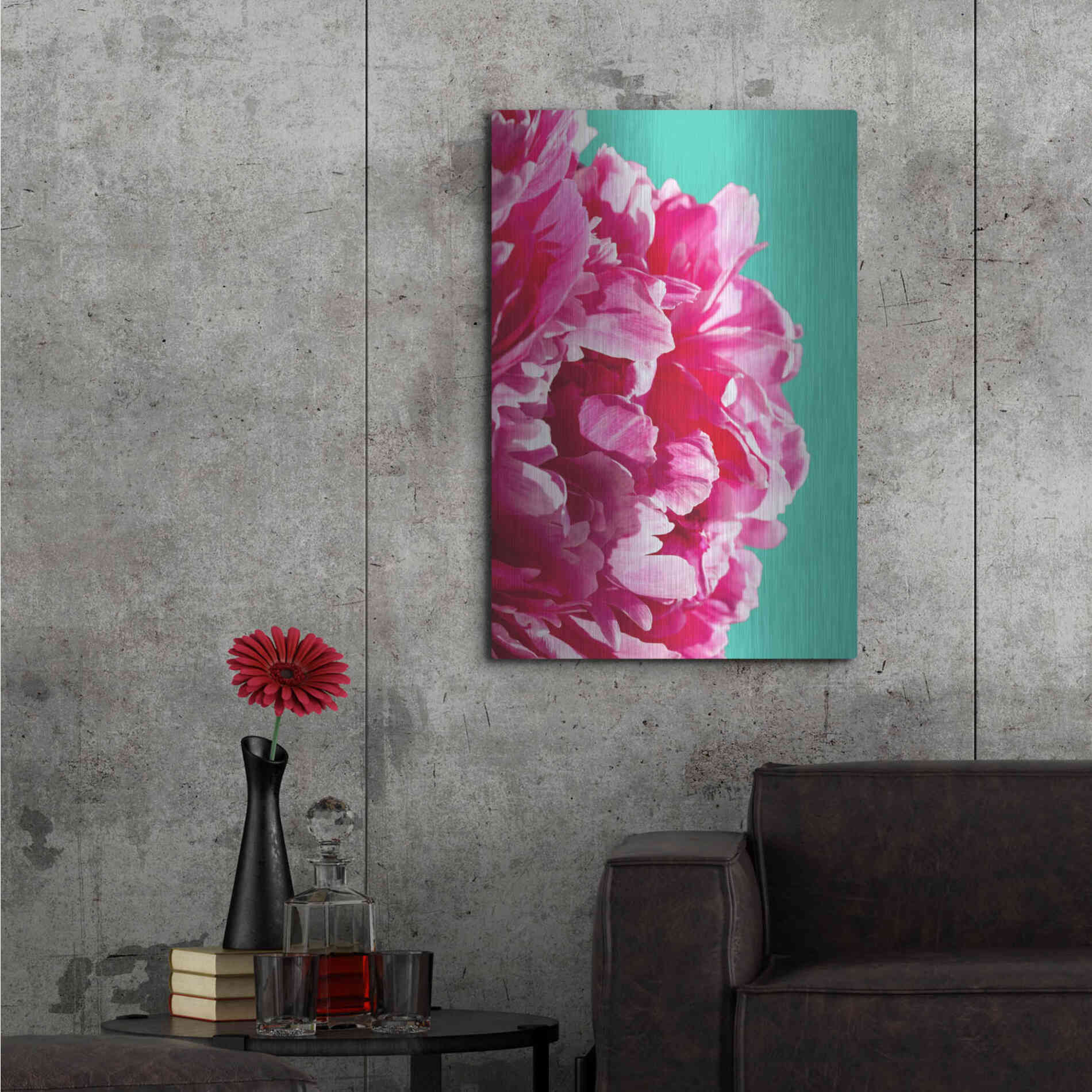 Luxe Metal Art 'Pink Peony' by Lexie Greer,24x36