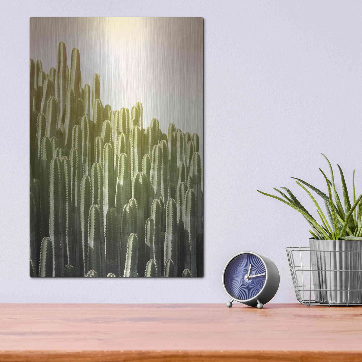 Luxe Metal Art 'Pink Sky Cactus' by Lexie Greer,12x16
