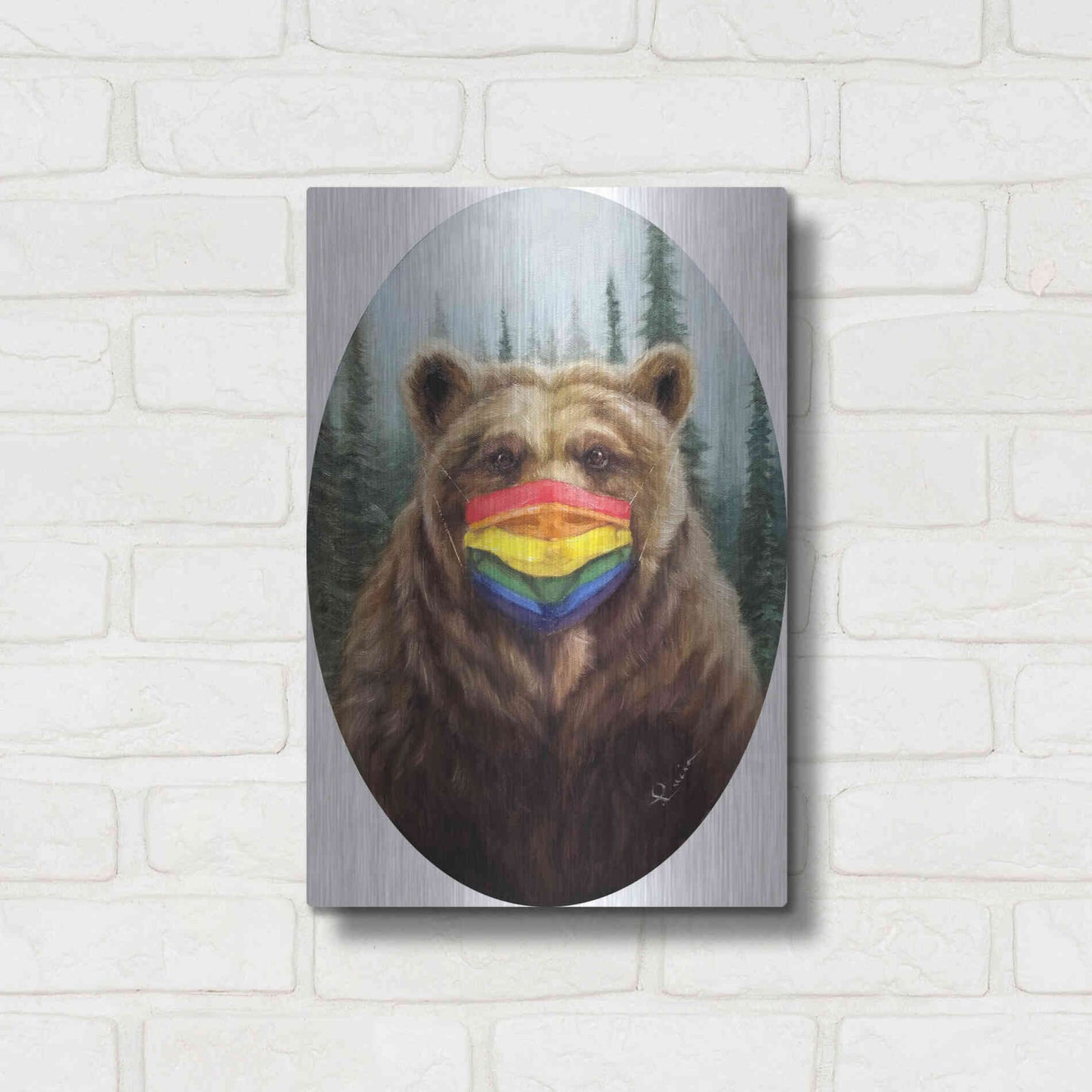 Luxe Metal Art 'Bear Pride' by Lucia Heffernan,12x16