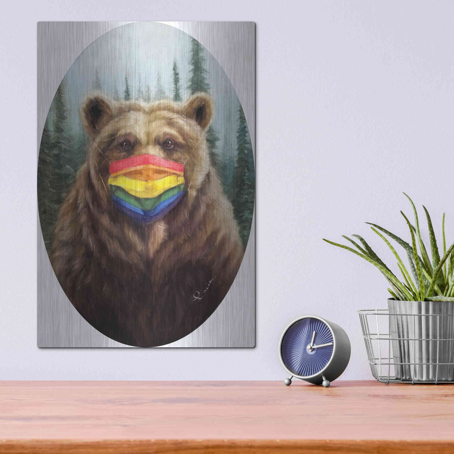 Luxe Metal Art 'Bear Pride' by Lucia Heffernan,12x16