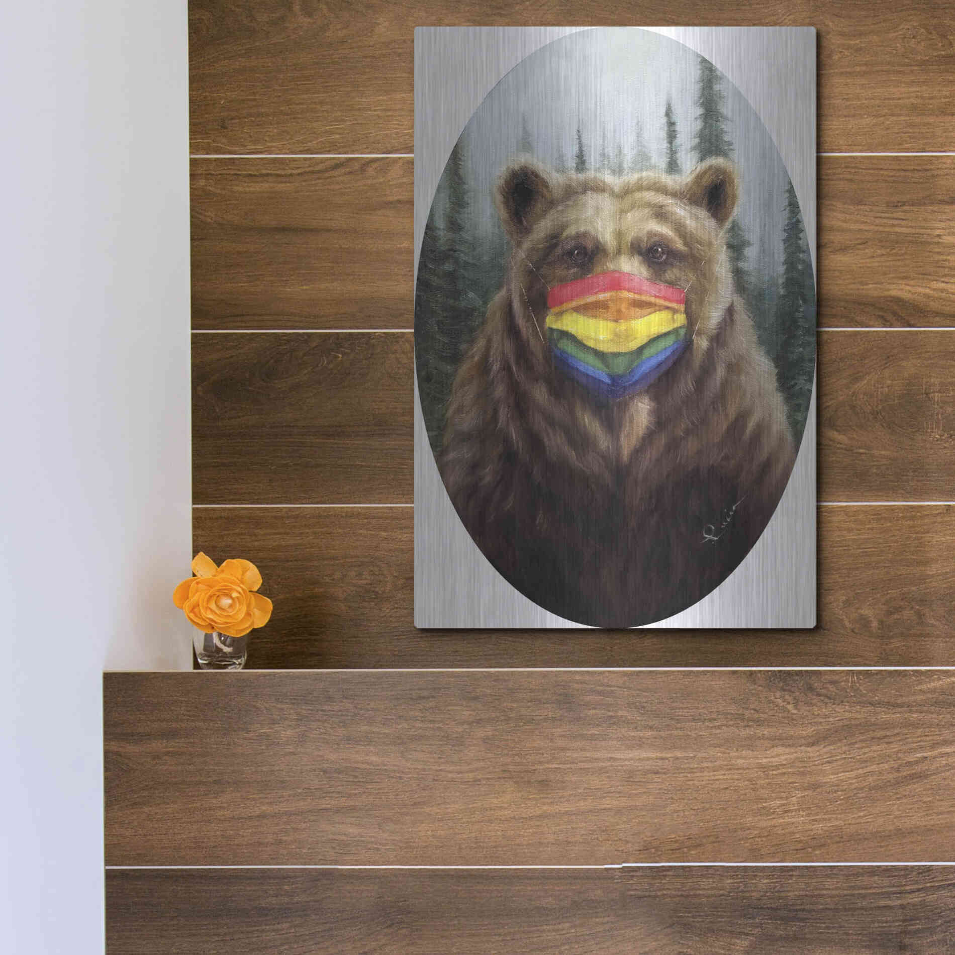 Luxe Metal Art 'Bear Pride' by Lucia Heffernan,12x16